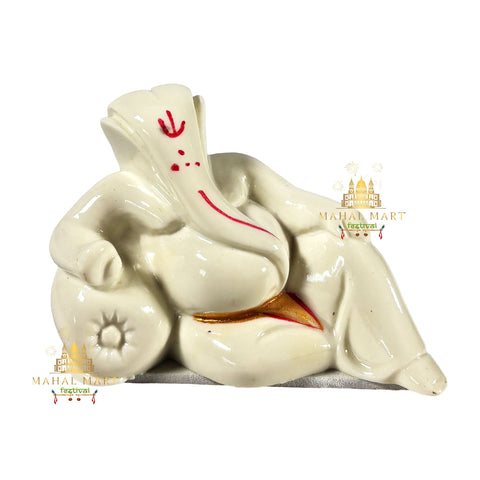 White Sleeping Ganesh Idol