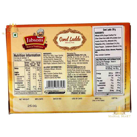Jabsons Pure Desi Gond/ Jaggery Laddu 250g
